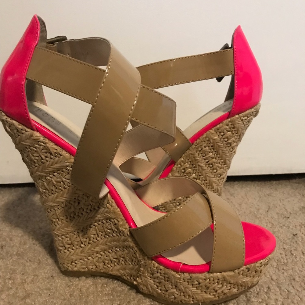 Pink wedge heels